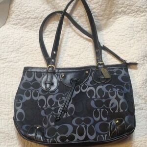 Coach Black and Gray Signature Shoulder Bag